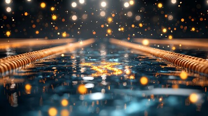 Sparkling Pool Swim Lanes Competition Night Lights Sports Aquatic