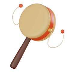 3D Render, Hand Drum 3D Icon with Rhythmic Artistic Details, Icon Illustration