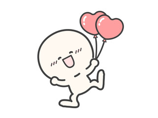 Fototapeta premium 風船とシンプルでかわいい人物のベクターイラスト03
