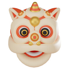3D Render, Chinese New Year Lion Head, Festive for Celebrations, Icon Illustration