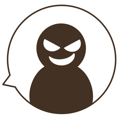 怪しい人物と吹き出しのシンプルイラスト