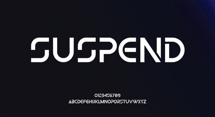 Modern techno font, futuristic line type of english alphabet letters and numbers. Minimal tech typeface vector typography. Future technology digital abc characters font, modern double line symbols
