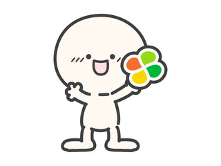 四つ葉マークとかわいい人物のベクターイラスト02