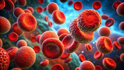 Microscopic 3D Render of Streptococcus Pneumoniae Infecting Red Blood Cells