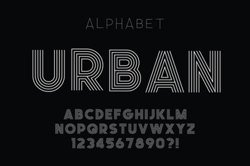Original bold line alphabet, creative characters set.
