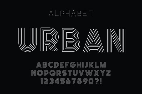 Original bold line alphabet, creative characters set.