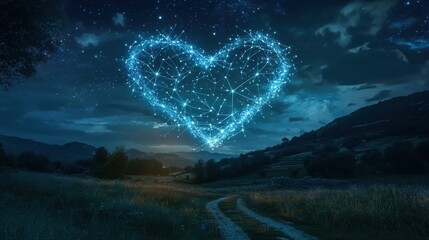 Heart Shaped Light in the Night Sky