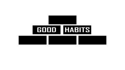 Good habits emblem, black isolated silhouette
