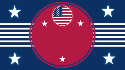 United States of America flag country geometric banner with stripes, stars and red blue colors