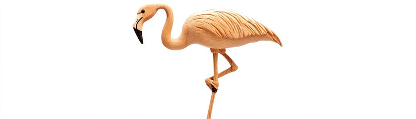 Flamingo standing on one leg, white isolate background