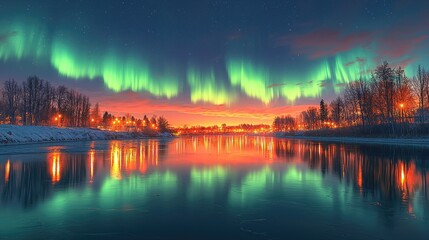 Twilight in the Arctic: Frozen Landscapes Beneath the Dancing Aurora
