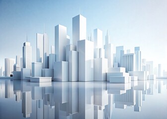 Naklejka premium Minimalist Cityscape Design, White Background, Architectural Photography