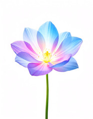 Fototapeta premium Magical Glowing Flower in Watercolor on White Background