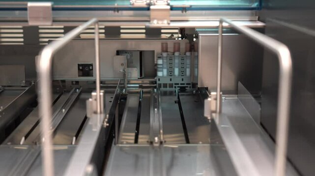 Automated clinical laboratory machine processing samples in a sterile environment