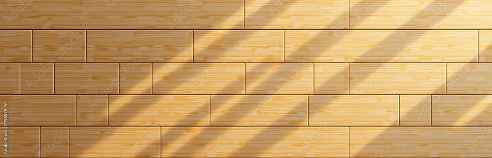 Poster the natural bamboo wood panel texture resembles a serene panoramic pattern of light and shadow on a 