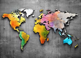 Minimalist Gray World Map: Modern Decor & Educational Wall Art