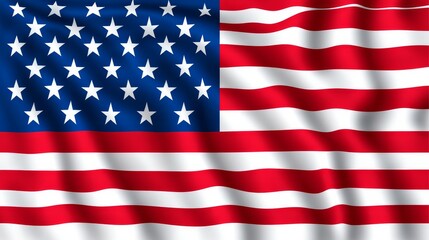 Fototapeta premium American Flag Waving Proudly - Patriotism, freedom, national pride, unity, and heritage are symbolized in this image of a waving American flag.