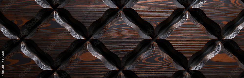 Aufkleber The Makassar Wood Panel Features An Exotic Dark Wood Texture With A Unique Repeating Pattern On A Stylish Banner. 00003