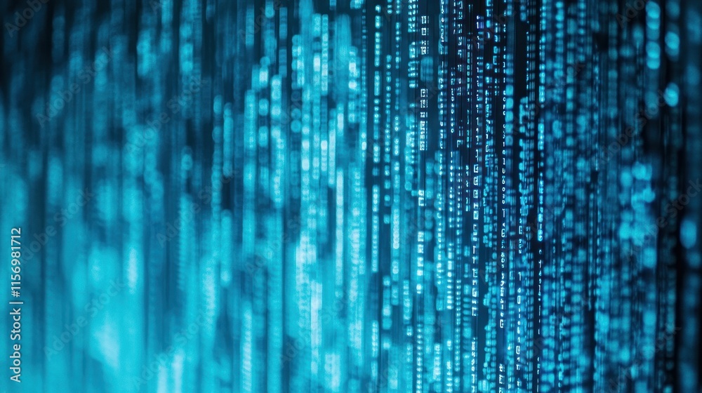 Aufkleber abstract blue digital data stream background.
