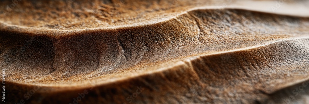 Poster close-up of undulating brown textured surface.