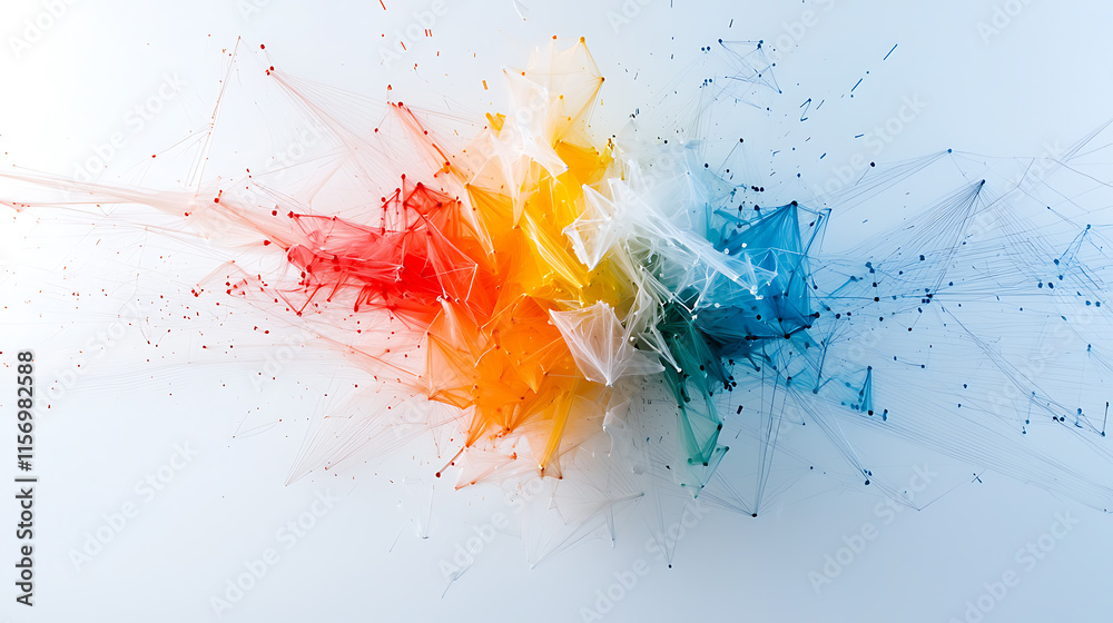 Poster dynamic color explosion abstract art digital creation minimalistic background vibrant palette visual