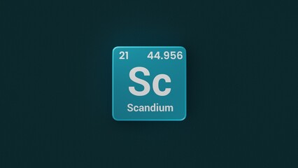 Scandium element on the Periodic table. 21th Element of the Periodic table elements