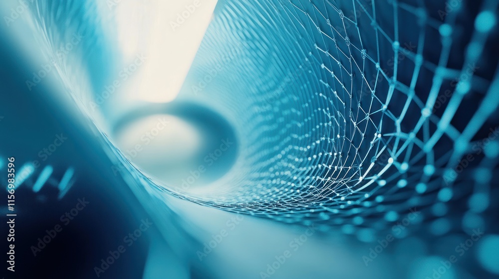 Aufkleber abstract blue digital network mesh tunnel.