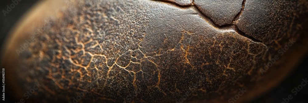 Poster Close-up of a dark brown, cracked surface with a textured pattern.