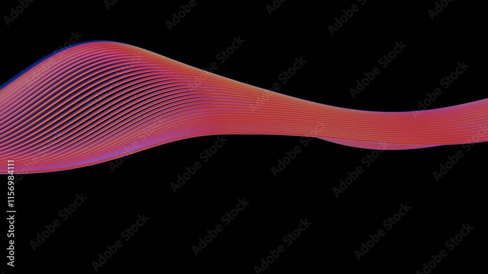 Poster Abstract Flowing Gradient Lines on Black Background