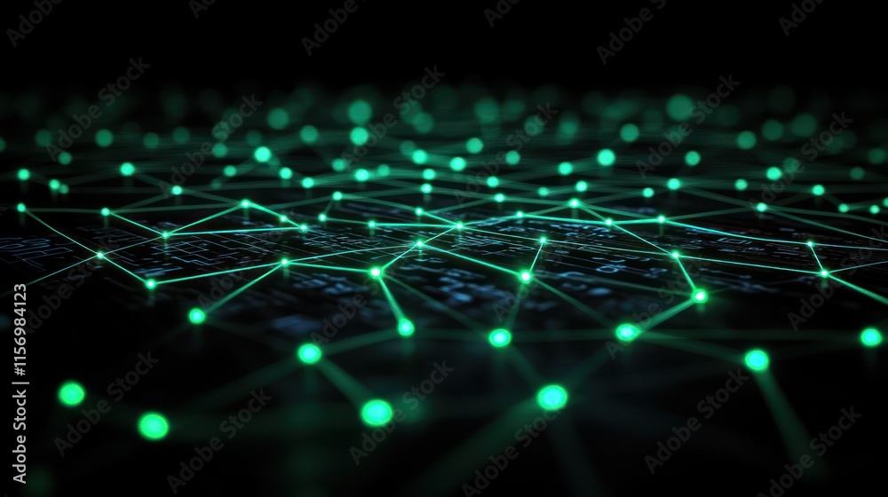 Aufkleber Abstract glowing network connection nodes and lines.