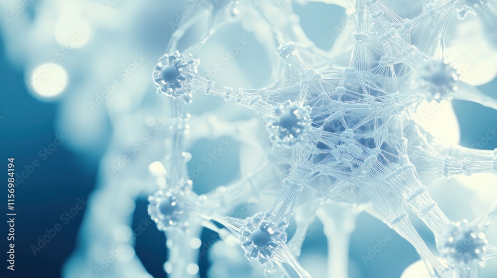 Poster Abstract 3D rendering of a complex network structure, resembling a molecule or neural network.