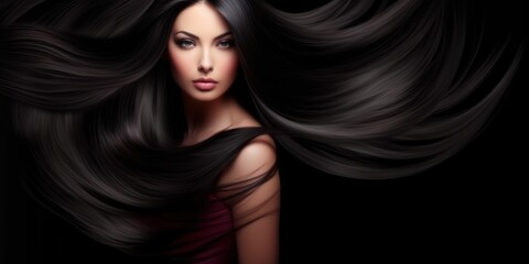 Fototapeta premium beautiful woman with long black hair