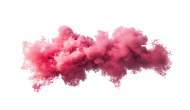 Vibrant  pink smoke cloud isolated on transparent or white background PNG ,


