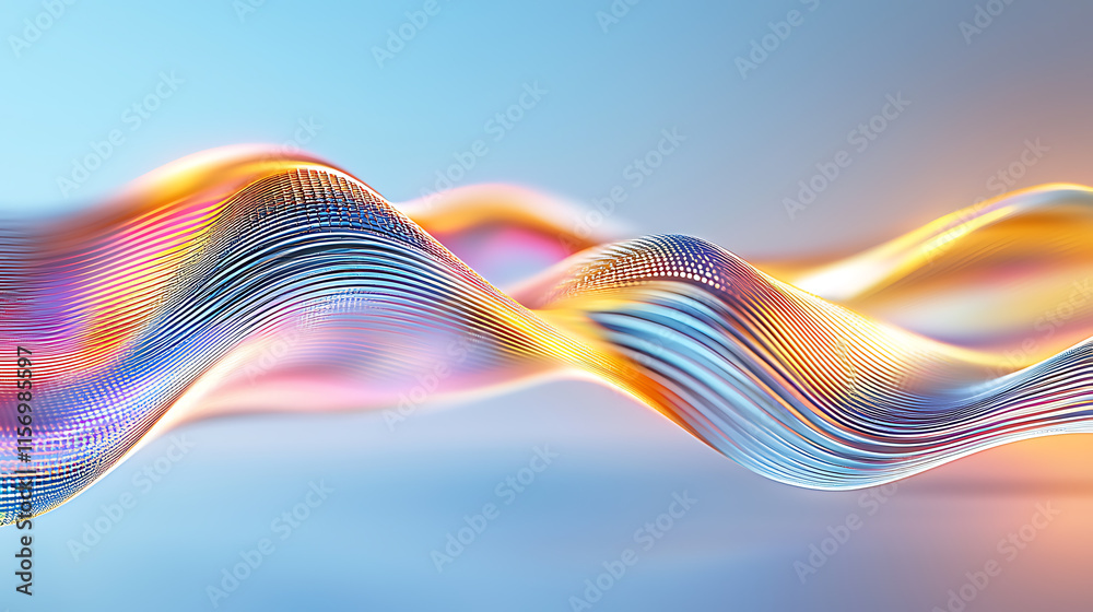 Poster dynamic colorful waves of light abstract digital art modern design vibrant environment close-up view