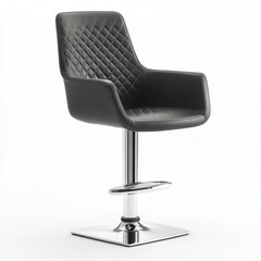 Fototapeta premium Modern Black Leather Bar Stool.