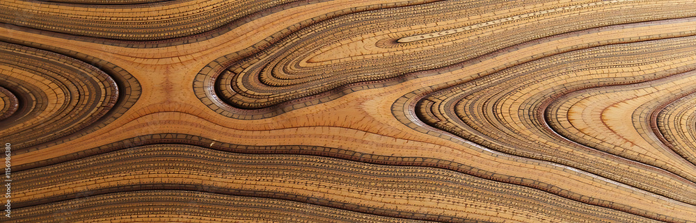 Poster The Intricate Wood Grain Of An Indian Apple Tree Resembles A Unique Texture Pattern On This Wooden Panel. 00001