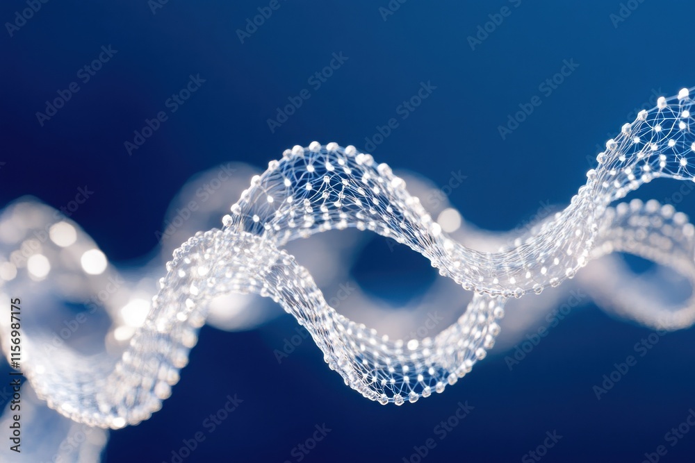 Leinwandbilder abstract 3d rendering of a glowing, interconnected network, resembling a dna helix against a deep bl