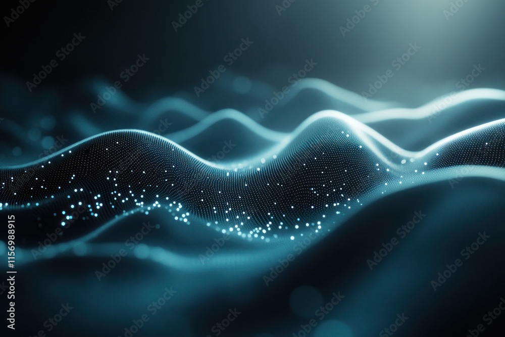 Aufkleber abstract blue glowing particle wave background.