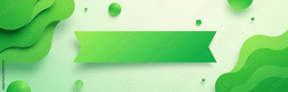 Aufkleber The Graphic Design Combines Green Smooth Colors With Abstract Lines And A Banner On A Textured Background Of Various Shapes. 00001