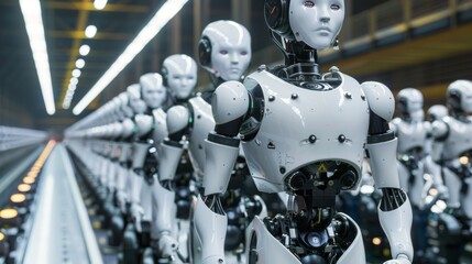 Fototapeta premium Technology and Job Displacement: Robots Replacing Human Workers in Industry