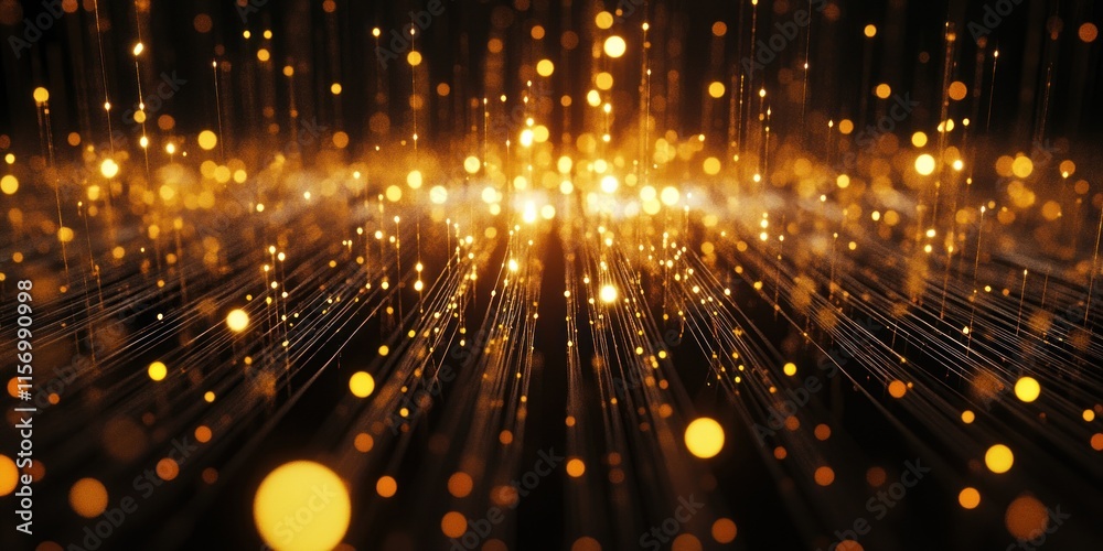 Aufkleber Abstract gold particle light streaks and bokeh.