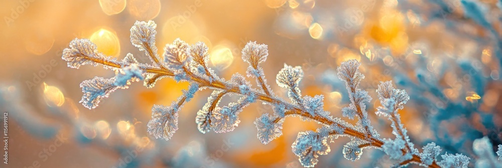 Aufkleber frosty winter branch with bokeh background. (2)