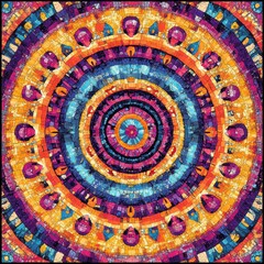Obraz premium Vibrant Multicolored Kaleidoscope Design with Intricate Geometric Patterns and Radiant Symmetry