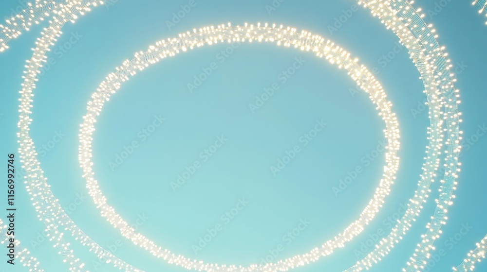 Aufkleber abstract light circles on blue background.
