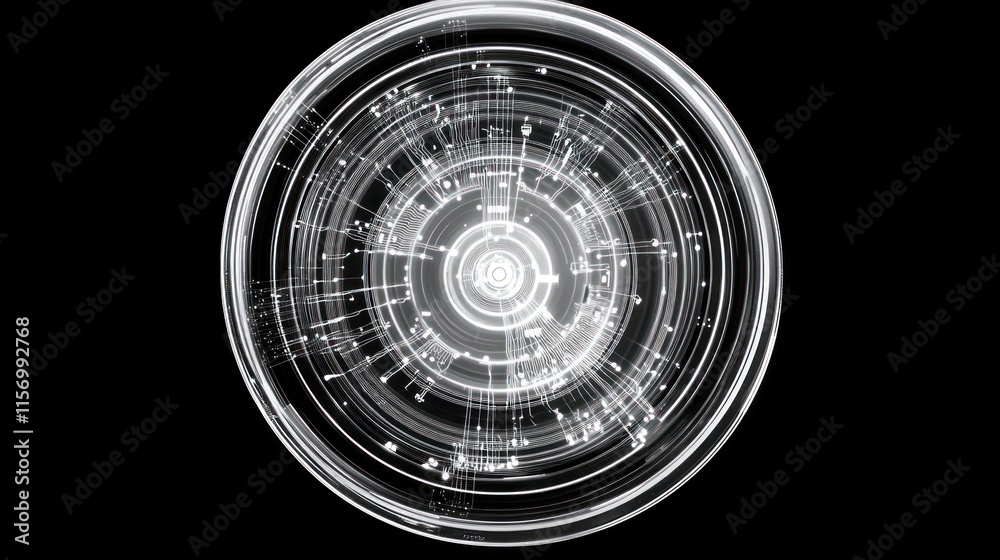 Poster Abstract circular glowing technological design.