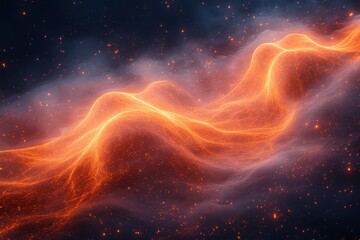 Abstract organic streams radiant heat energy, featuring glowing textures, dynamic motion