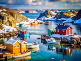 Newfoundland Fishing Boats in Pack Ice: Twillingate, Canada - Tilt-Shift Photography