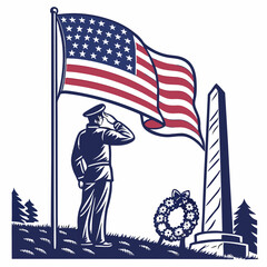 Patriotic artwork featuring the American flag, perfect for Veterans Day celebrations, tributes, and honoring U.S. military service. Ideal for posters, banners, and digital designs.