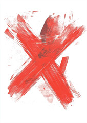 Red X error symbol in grunge style on white background