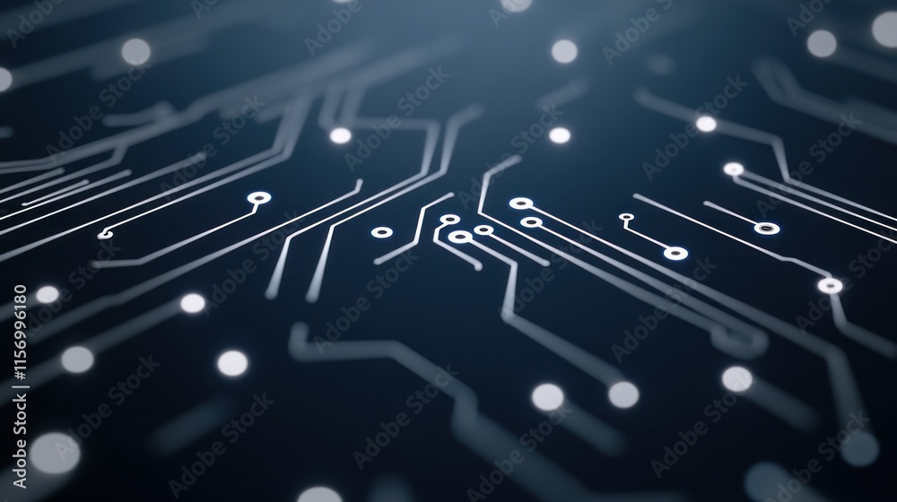 Aufkleber close-up of a circuit board with glowing connections.